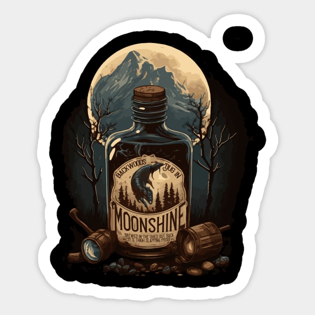 Backwoods Dug In Moonshine Sticker by Deadcatdesign